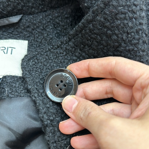 Preloved Esprit Black Coat with Pockets and Hoodie - Picture 3 of 12